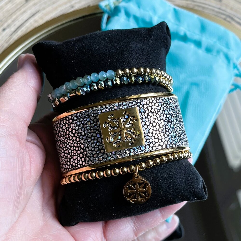 GIFT BAG INCLUDED Rustic Cuff Set of FOUR stackable Bracelets Set